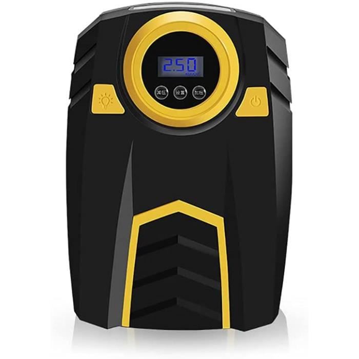 Gonfleur Pneus Portable 12V - Compresseur Numérique 10.3 BAR - Écran LED + Lampe - Pour Voiture, Moto, Vélo, Ballons - Arrêt Automatique