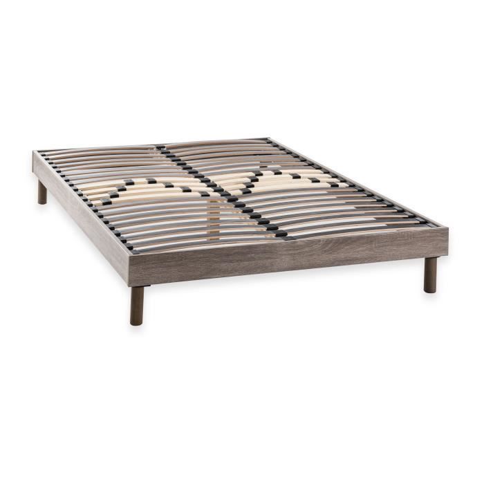 DEKO DREAM Sommier en kit 160x200 - Décor chêne et gris