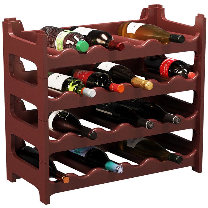 Cave à vin modulable, Étagère à bouteille, Casier à bouteille, Range bouteille, Porte bouteille (24 emplacements de bouteilles,