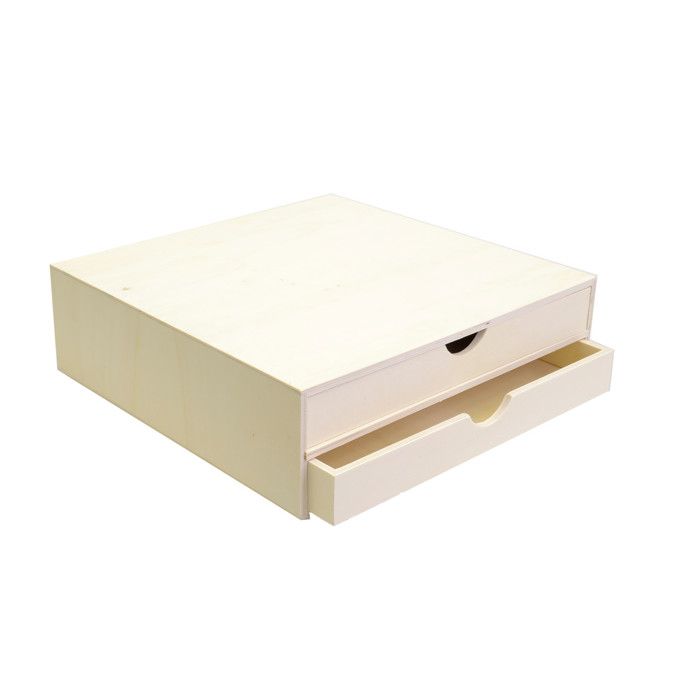 Bloc en bois deux tiroirs 34,5x34x10cm - Artémio Marron