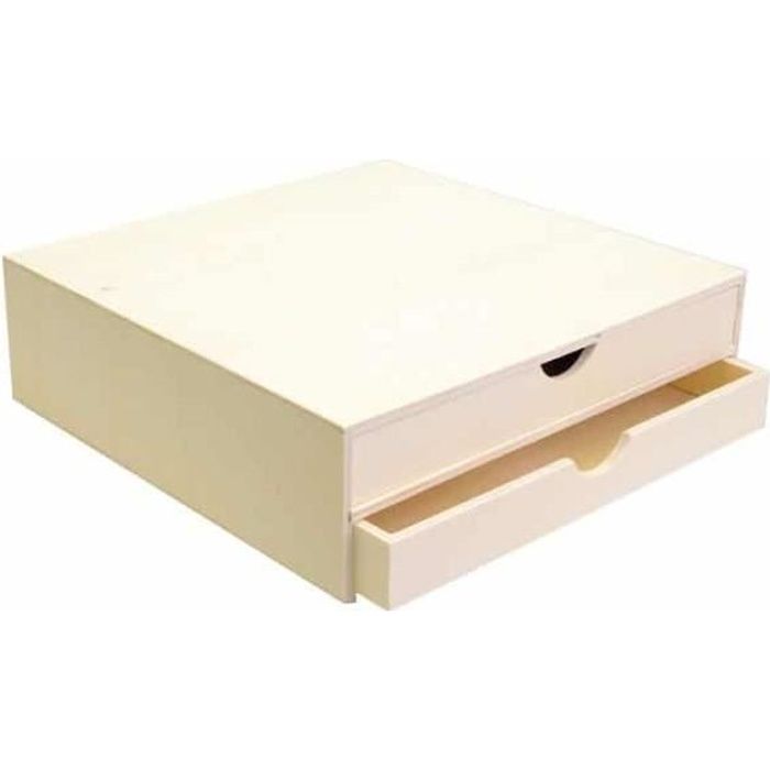 Bloc en bois deux tiroirs 34,5x34x10cm - Artémio Marron