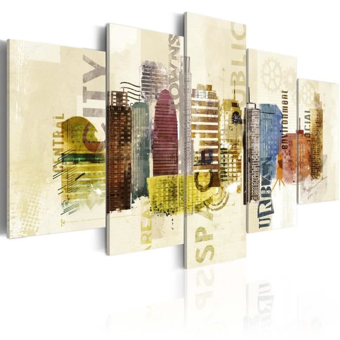 Tableau - Design urbain - 100x50 - Villes - Villes du monde - 5 pièces