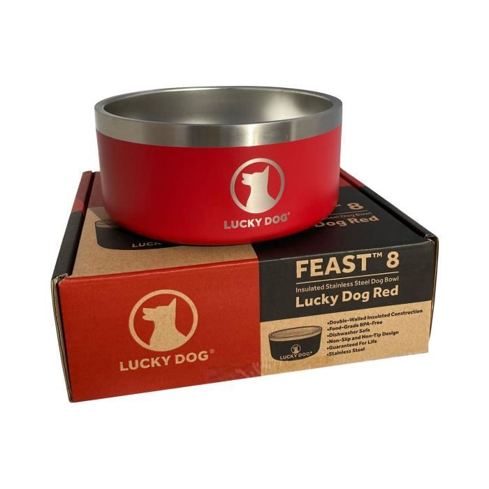 Gamelle Chien Design Thermos Antidérapante garantie à vie - Acier Inoxydable - Lavable au Lave-Vaisselle - Capacité de 1.9 litres...