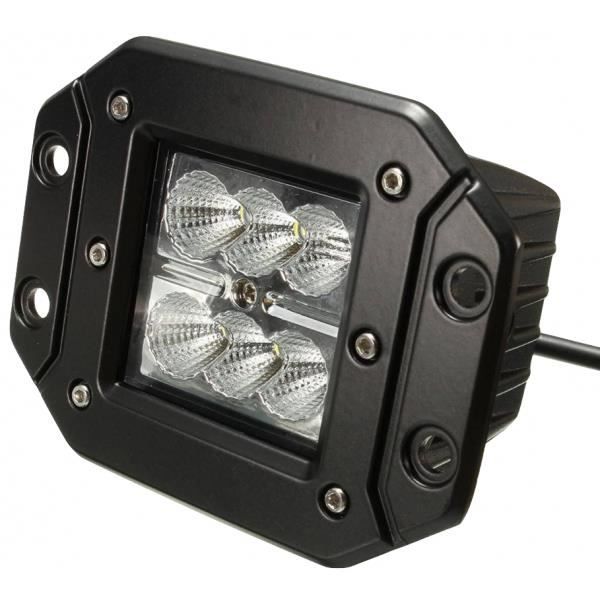 Projecteur LED de travail 18W encastrable IP67 noir