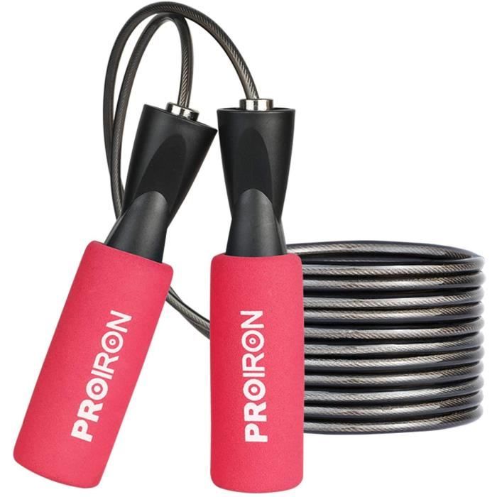 PROIRON Corde a Sauter, Skipping Rope Roulements à Billes en Acier Ergonomique, 2.8M Speed Rope Réglable, Corde à Sauter Adulte, Jum