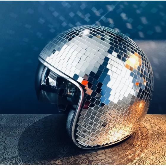 Casque Boule Disco Miroir - Visière Rétractable - Pour Fêtes, Clubs & Mariages - Effet Lumineux Garanti