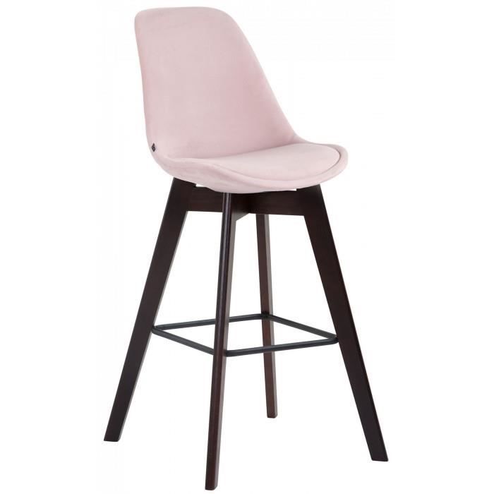 Inedit Tabouret de bar collection Vaduz en velours cappuccino couleur rose