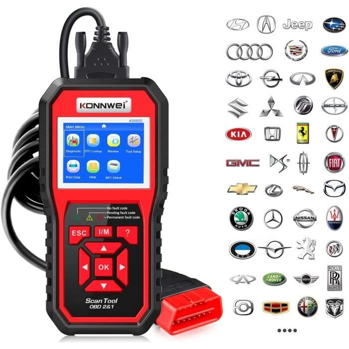 OBDII Scanner, Lecteur de Code OBDII Anto Scanner, Vérification Diagnostique de Voiture, Outil D'analyse de La Lumière du Moteur