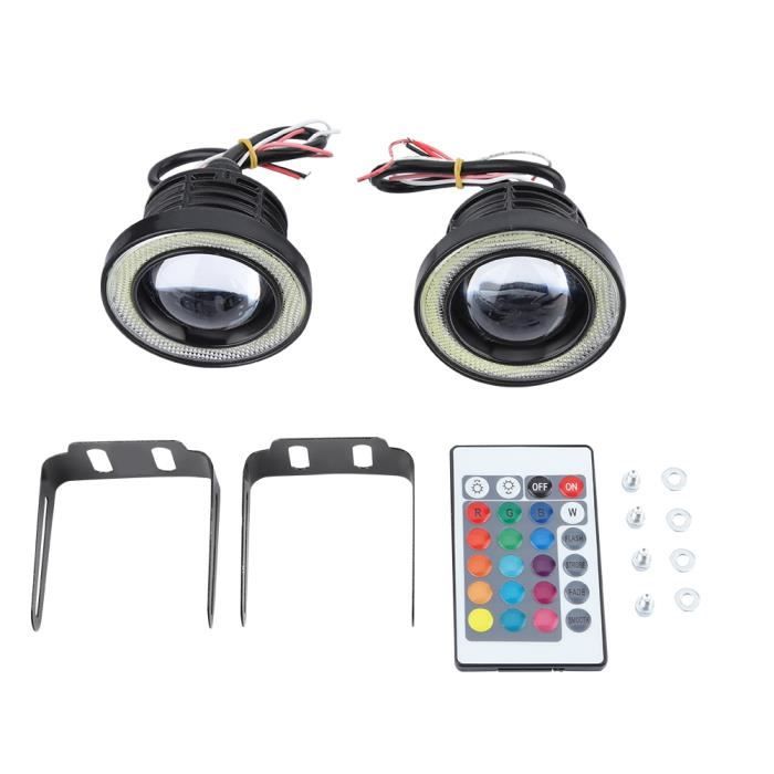 Cikonielf Phare antibrouillard Voiture 30W RGB LED antibrouillard COB Angel Eye Halo Anneau Lampe Super Lumineuse avec