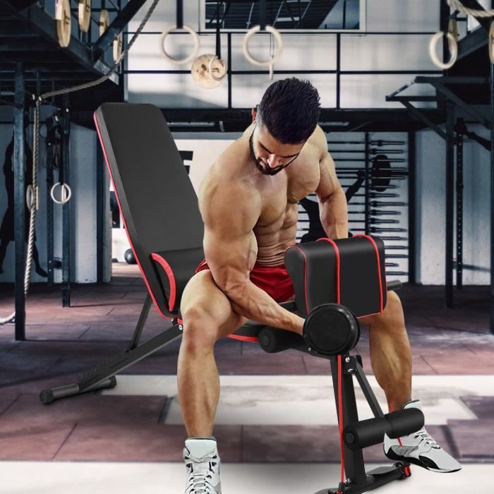 BANC DE MUSCULATION Banc de Musculation Réglable, Banc d'haltères de fitness assis à la taille Poids Plat