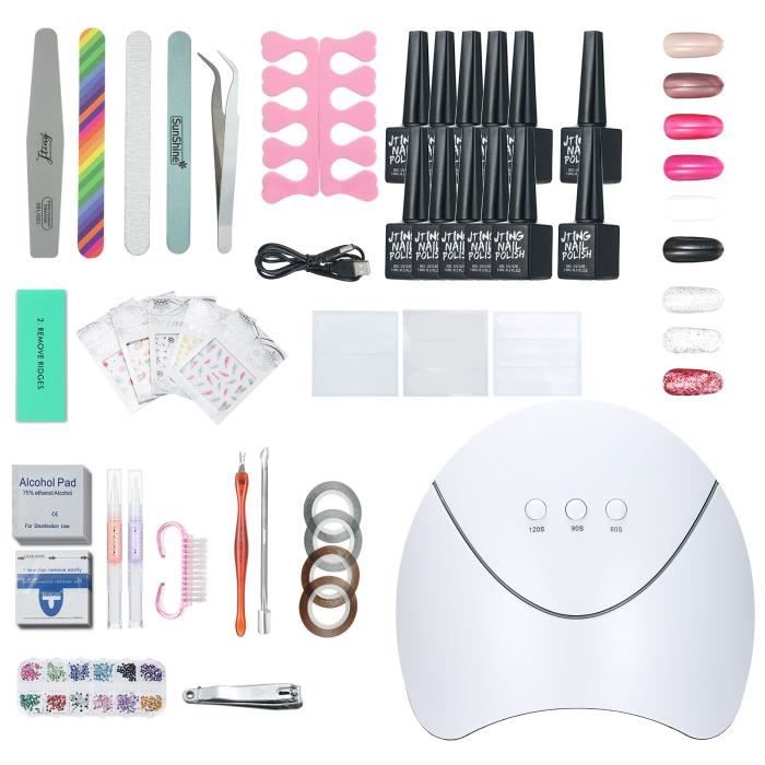 Gel Vernis À Ongles Kit De Démarrage 10 Couleurs Gel Polish Set Base Top Coat 24W LED Sèche-Ongles Lampe avec Coupe-Ongles Limes À-4