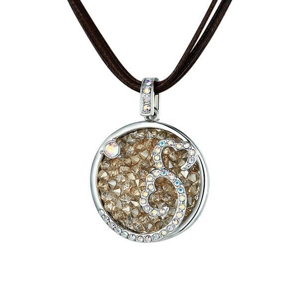 Collier Coeurs et Cristal Swarovski Elements Champagne et Plaqué Rhodium