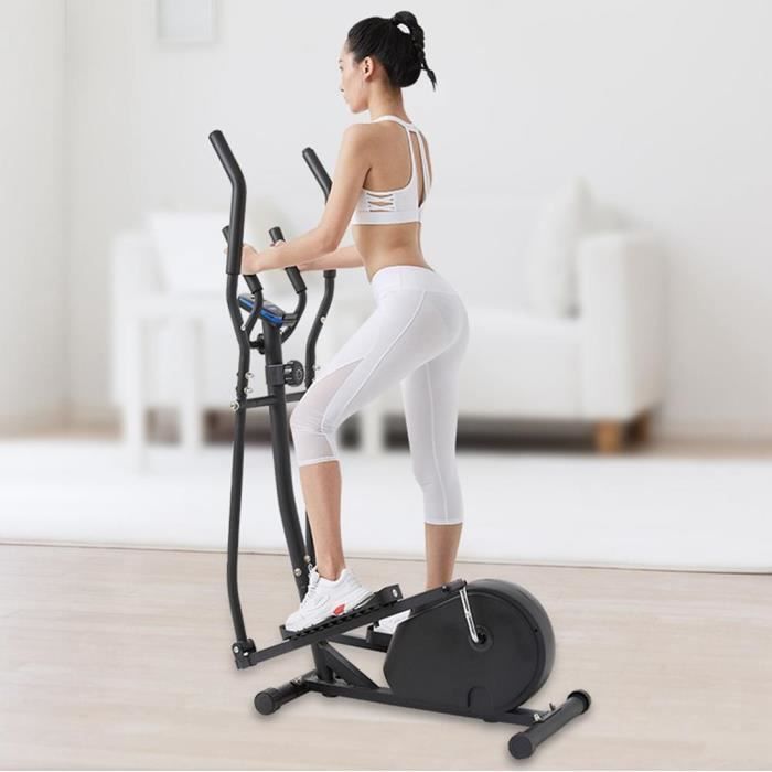 Vélo elliptique,vélo d'entraînement statique et elliptique, 2 guidons, écran LCD et moniteur de fréquence cardiaque -YOS