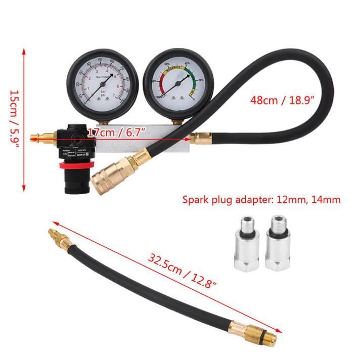 Keenso® Testeur de fuite de cylindre détecteur de fuite de compression de moteur à essence Avec Adaptateur de bougie d'al Rentable