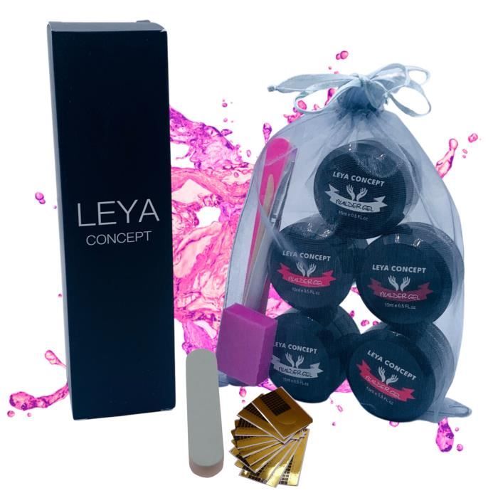 GEL UV 3 EN 1 Monophase 15ml KIT De 5 Couleurs Base Construction Finition Faux Ongles Manucure Qualité Professionnel Séchage Lampe L