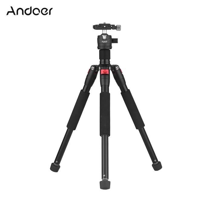 Andoer Trépied Extensible Portable à 5 Sections+Mini-rotule Centre Gravité Faible Fixation à vis 1/4- pour Appareils-photo Canon