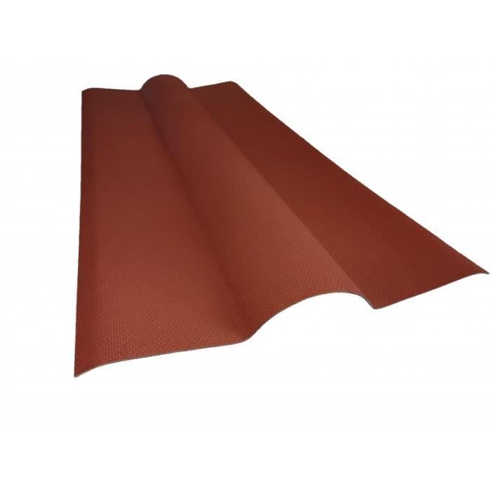 Faîtière bitumée pour toiture ondulée - L: 1 m - l: 44 cm - E: 0.1 cm - Rouge