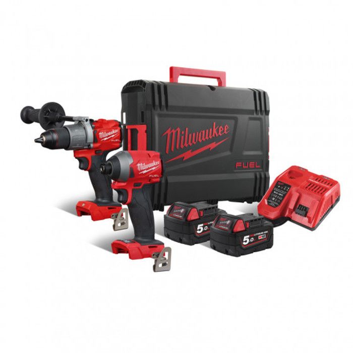 Milwaukee - Pack 2 outils FUEL perceuse à percussion + visseuse à chocs 18 V Li-Ion 5.0 Ah - M18 FPP2A2-502X
