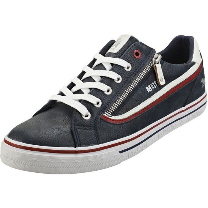 Baskets - Mustang - Lace Up Side Zip - Homme - Bleu naval