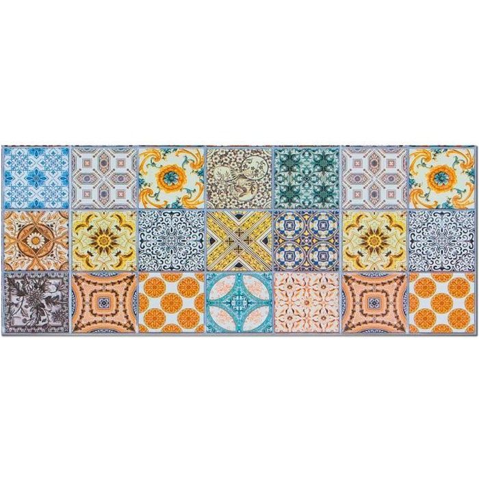 Panorama Crédence Adhésive Cuisine Hydraulique Multicolore 40x100 cm - Crédence Adhésive pour Cuisine - Protege Mur Cuisine