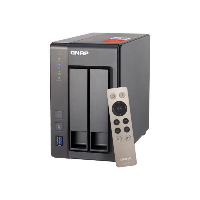 QNAP TS-251+ Serveur NAS 2 Baies 4 To SATA 6Gb-s HDD 2 To x 2 RAID 0, 1, JBOD RAM 2 Go Gigabit Ethernet iSCSI