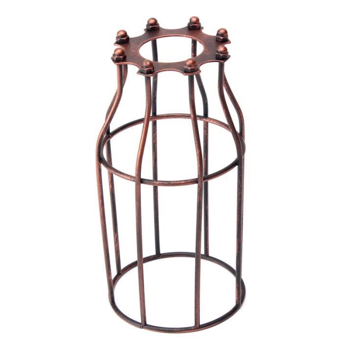 TEMPSA FR Vintage Industriel Abat-jour Cage Fer Pour Suspension Plafonnier 80X100X200mm Rouge antique