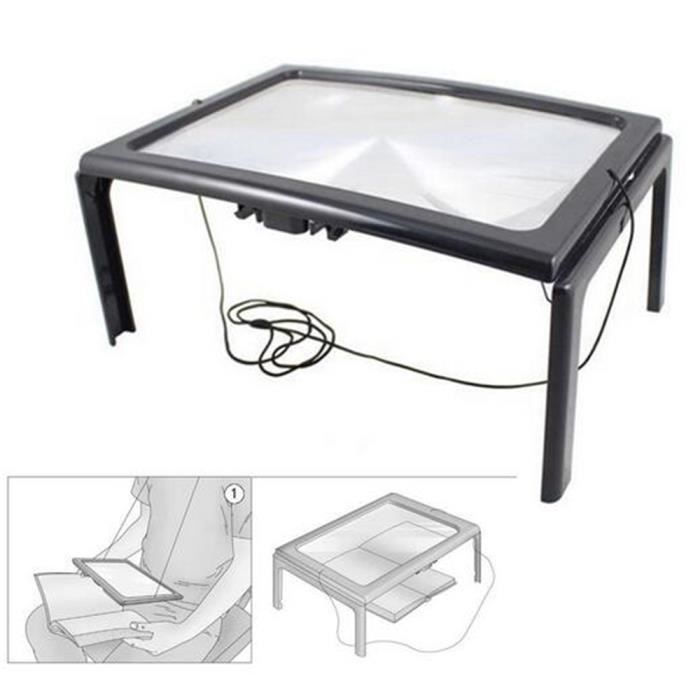 A4 Pleine Page Grandes Mains Libres Lumière Magnifier LED Loupe Pour Lecture
