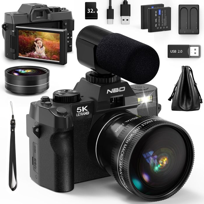 Appareil Photo Numérique Vintage 5K 75 MP – Zoom 18x, écran 3 Pouces Orientable, Autofocus – Pour Voyages, YouTube, Cadeau
