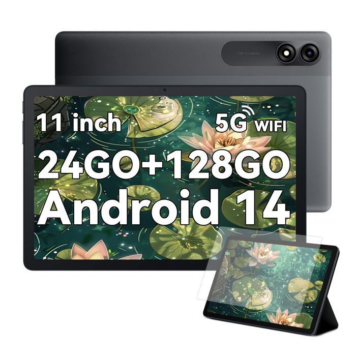 Blackview Tab 90 Tablette Tactile 10.92 1080P FHD Android 14 RAM 24Go ROM 128Go/SD 1To 8200mAh(10W) Mode PC WPS Dual SIM – Gris