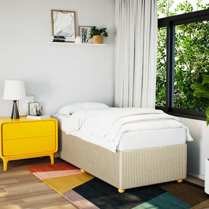 SALE 2025Structure/Cadre de lit - Lit 1 personne - crème 90x190 cm tissu 36.8 Kg 1312