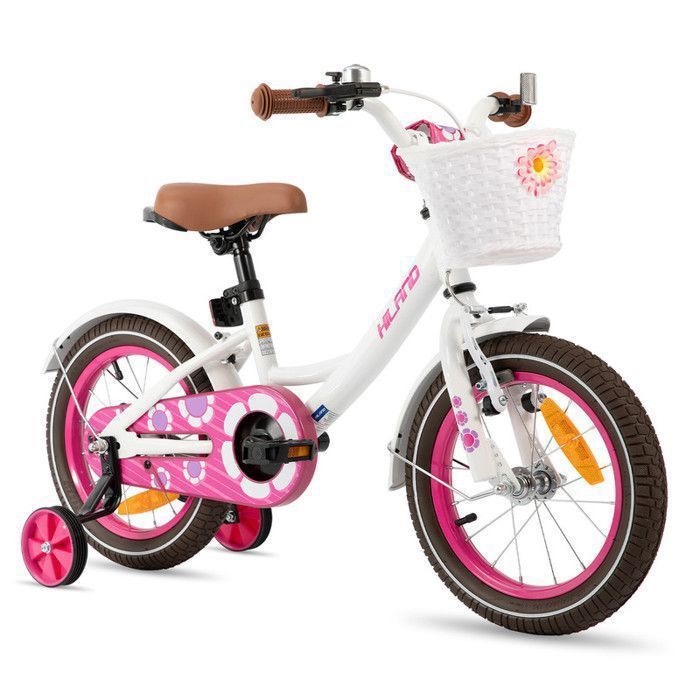 Vélo pour enfants - JOYSTAR 14 pouces - Frein à pied arrière - Panier - Mixte blanc
