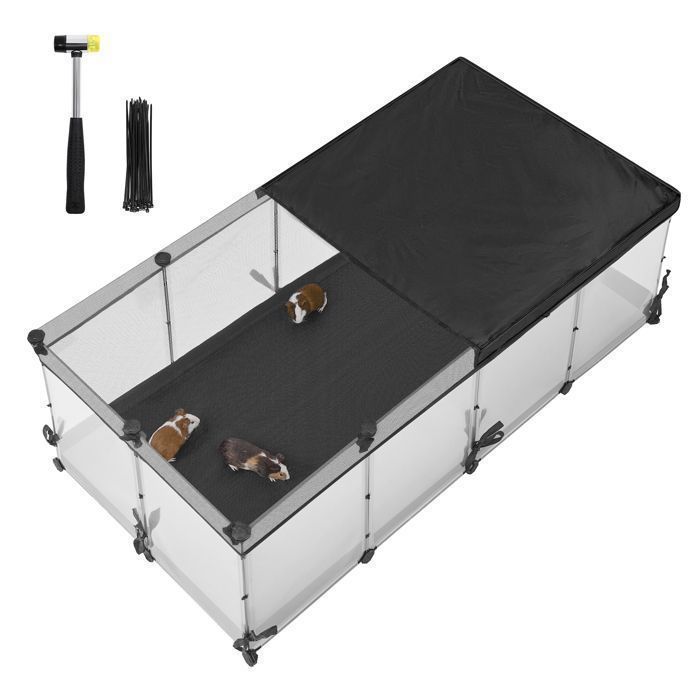 Comparer les prix de Enclos pour Petits Animaux Panneaux Semi-Transparents Toile Respirante 144 x 74 x 47 cm Blanc Nuage