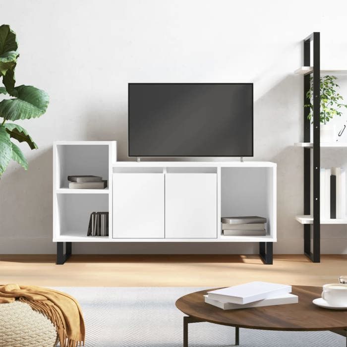 （8791737)Meuble TV - Banc TV Scandinave - Blanc 100x35x55 cm bois dingénierie