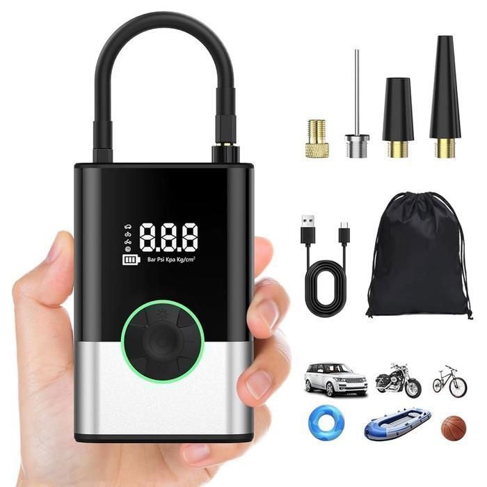 Gonfleur électrique - 150PSI - Batterie 8000mAh - Sans fil portable - Écran LCD & LED