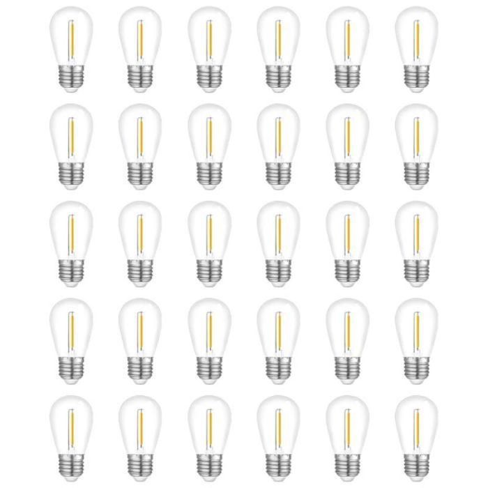 Paquet de 30 Ampoules pour Guirlande Lumineuse DExtérieur Ampoule de Remplacement S14 Étanche Culot E26 Blanc Chaud