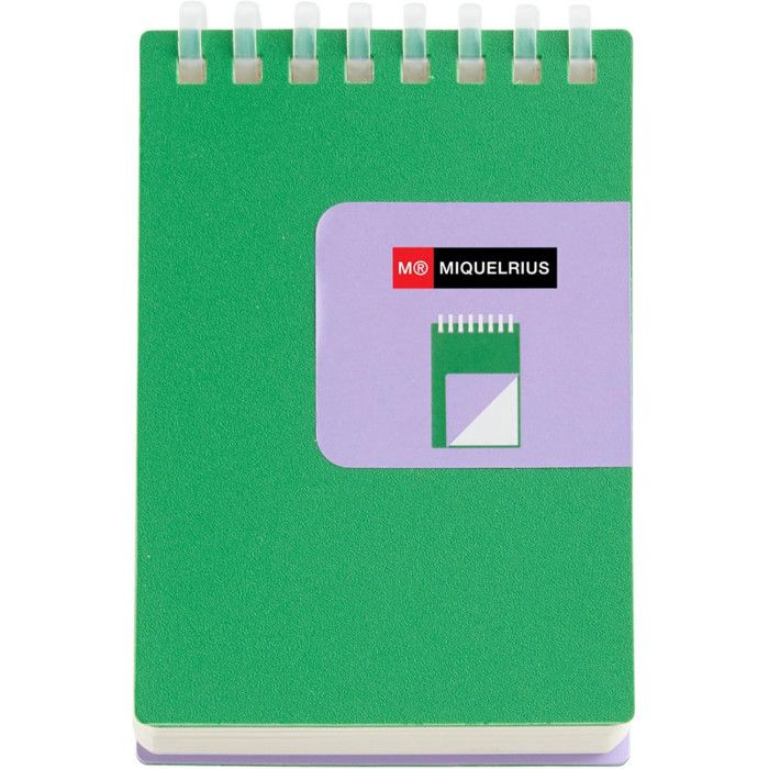 Bloc notes - A7 - 75x105mm - 80 pages blanches - Spirales - Vert/Violet ...