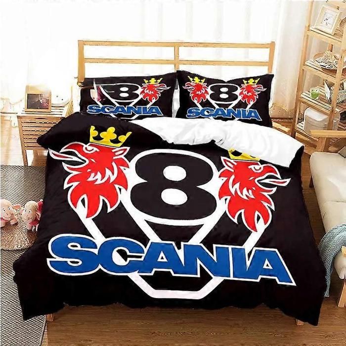 Draps de lit Scania Truck Logo Bedding Set Single Twin Full Size Bed Set Adult Kid Bedroom Housse de couette Sets Home Te 140*200cm