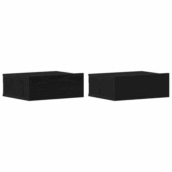 En solde Tables de chevet flottantes 2 pièces - UU - Pour chambre - chêne noir 40x32x15 cm bois dingénierie L2630