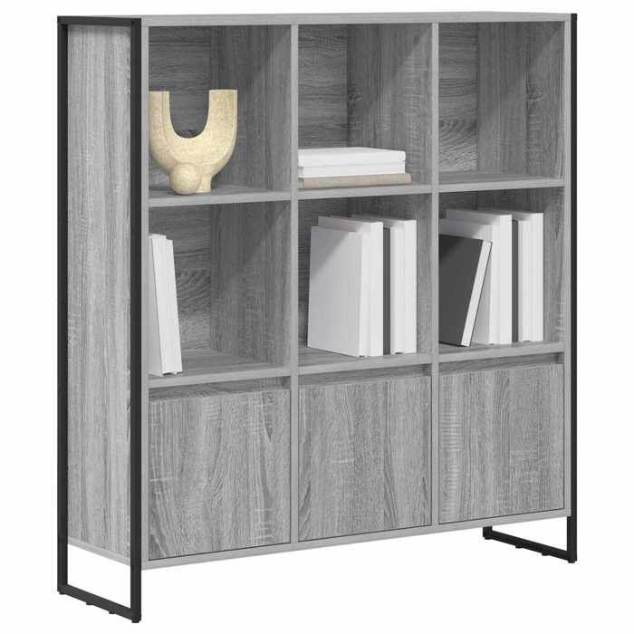 BEAU Bibliothèque de rangement - ZENCORE - Organisateur de Livre - Pour Séjour - 2 pcs Gris Sonoma 99 5x30x108cm LH52698