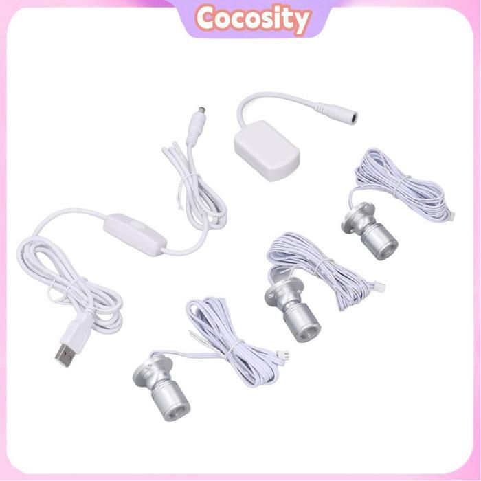 Cocosity petite lumière de bijoux Mini spots LED 5V USB lumière daffichage de vitrine 1 luminaire spots Lumière neutre argentée