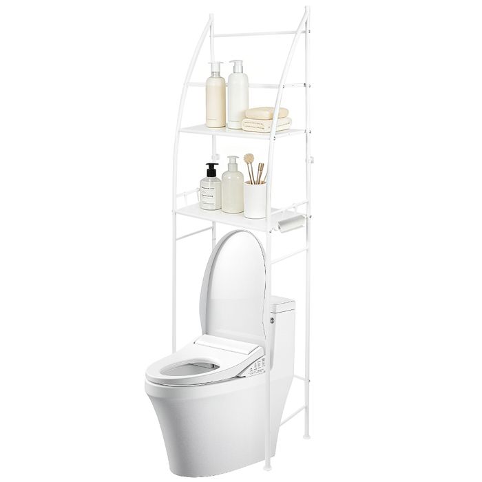 Meuble WC Meuble Salle de Bain Rangement à 3 Niveaux Étagère WC Autoportante Rangement au-Dessus des Toilettes Blanc
