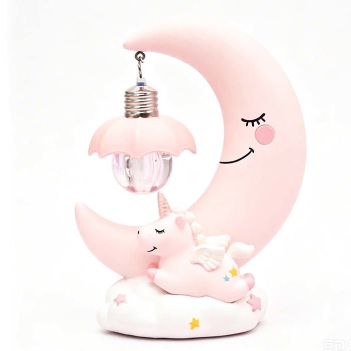 Led veilleuse en résine - Aueq - lune licorne-dessin animé bébé-lampe de chevet pour enfants -veilleuse lampe pour chambre bébé