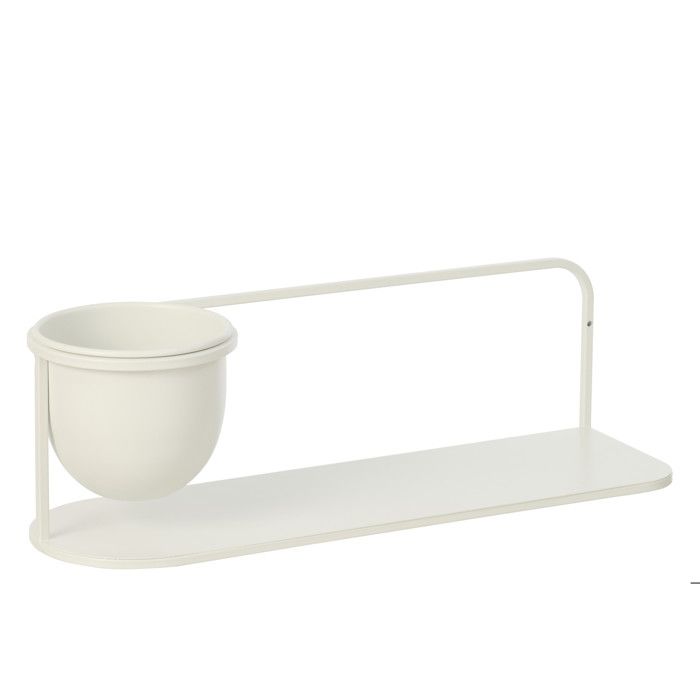 J-Line Étagère Murale + Flowerpot - métal - blanc J-Line Étagère Murale + Flowerpot - métal - blanc