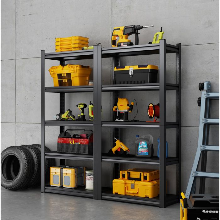 MEUBLIV Etagere metallique 5 niveaux 80 x 40 x 160 cm reglable en hauteur charge 650 kg noir