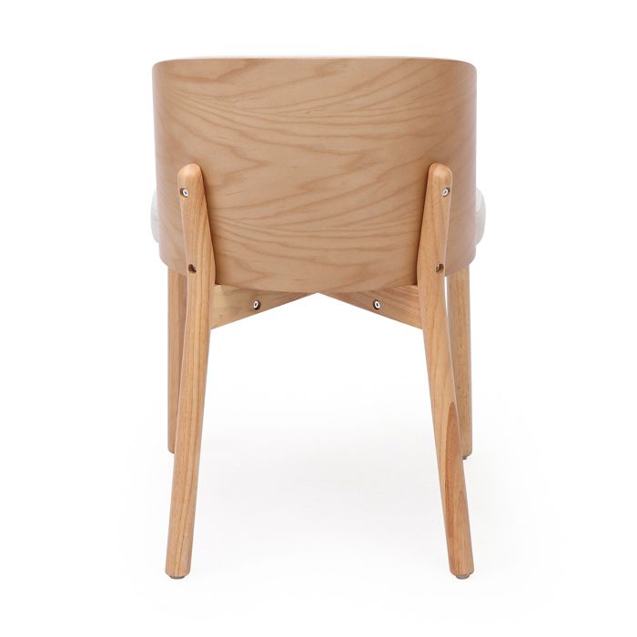 ELVORIN Chaise de salle à manger lot de 4 49 x 57 x 74 cm dossier enveloppant tissu en lin bois de frêne couleur naturel