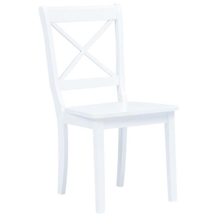 NEW Chaises de Cuisine - Chaises à manger (Set de 2） blanc bois hévéa massif{455x52x90 cm} 800555