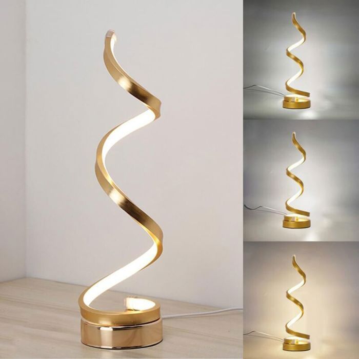 Lampe de chevet en LED spirale Moderne Lampe de Bureau 3 températures de couleur Doré [Classe énergétique E] 3CQINGSHOP