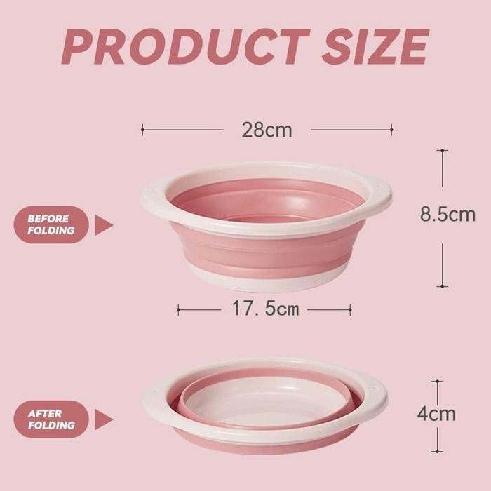 bassine Retractable bassine Pliable Bol à Vaisselle Rond Pliable Moyen sous-vêtement (Rose)