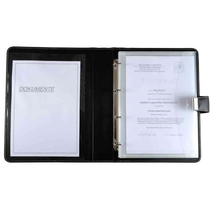 Porte document format A4 4 anneaux Cuir Nappa noir Noir, Transparent -  Cdiscount Bagagerie - Maroquinerie