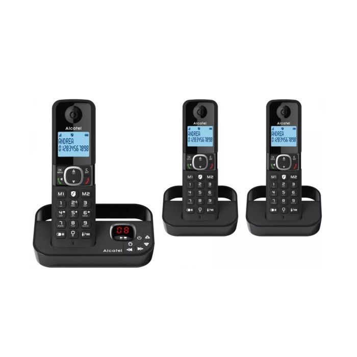 Téléphone Sans Fil Alcatel F860VOICETRIONOIR – 3 Combinés, Mains Libres, Répondeur